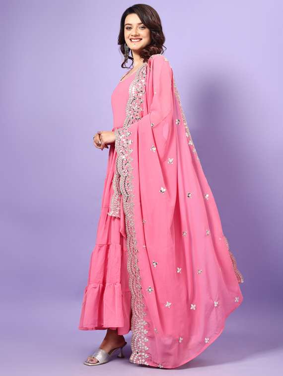 women solid sleeveless kurta dupatta set - 22112070 -  Standard Image - 2