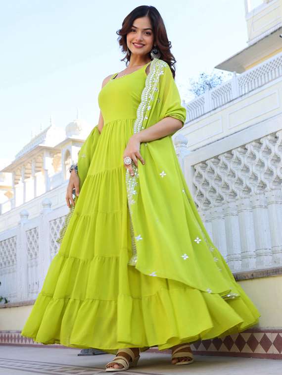 women solid sleeveless kurta dupatta set - 22112076 -  Standard Image - 2