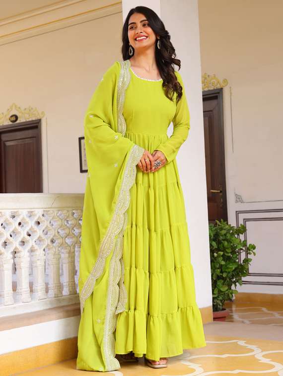women solid long sleeve kurta dupatta set - 22112086 -  Standard Image - 2