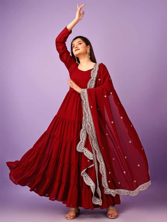 women solid long sleeve kurta dupatta set - 22112091 -  Standard Image - 2