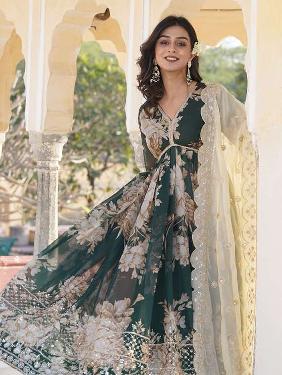 women floral long sleeve long sleeve kurta dupatta set - 22112096 -  Standard Image - 2