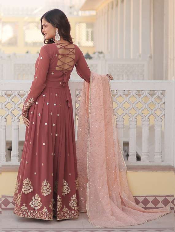 women solid with work long sleeve kurta dupatta set - 22112099 -  Standard Image - 2