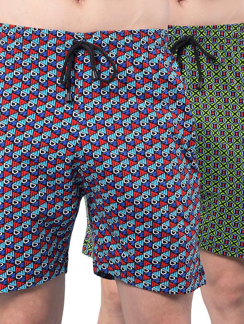 men pack of 2 printed mid rise regular fit bermuda shorts