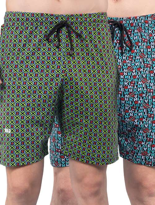 men pack of 2 printed mid rise regular fit bermuda shorts - 22112161 - Standard Image - 0