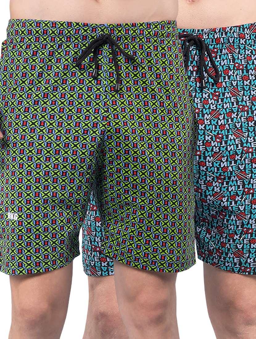 men pack of 2 printed mid rise regular fit bermuda shorts - 22112161 - Zoom Image - 0