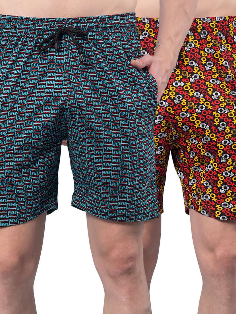 men pack of 2 printed mid rise regular fit bermuda shorts - 22112162 -  Zoom Image - 0