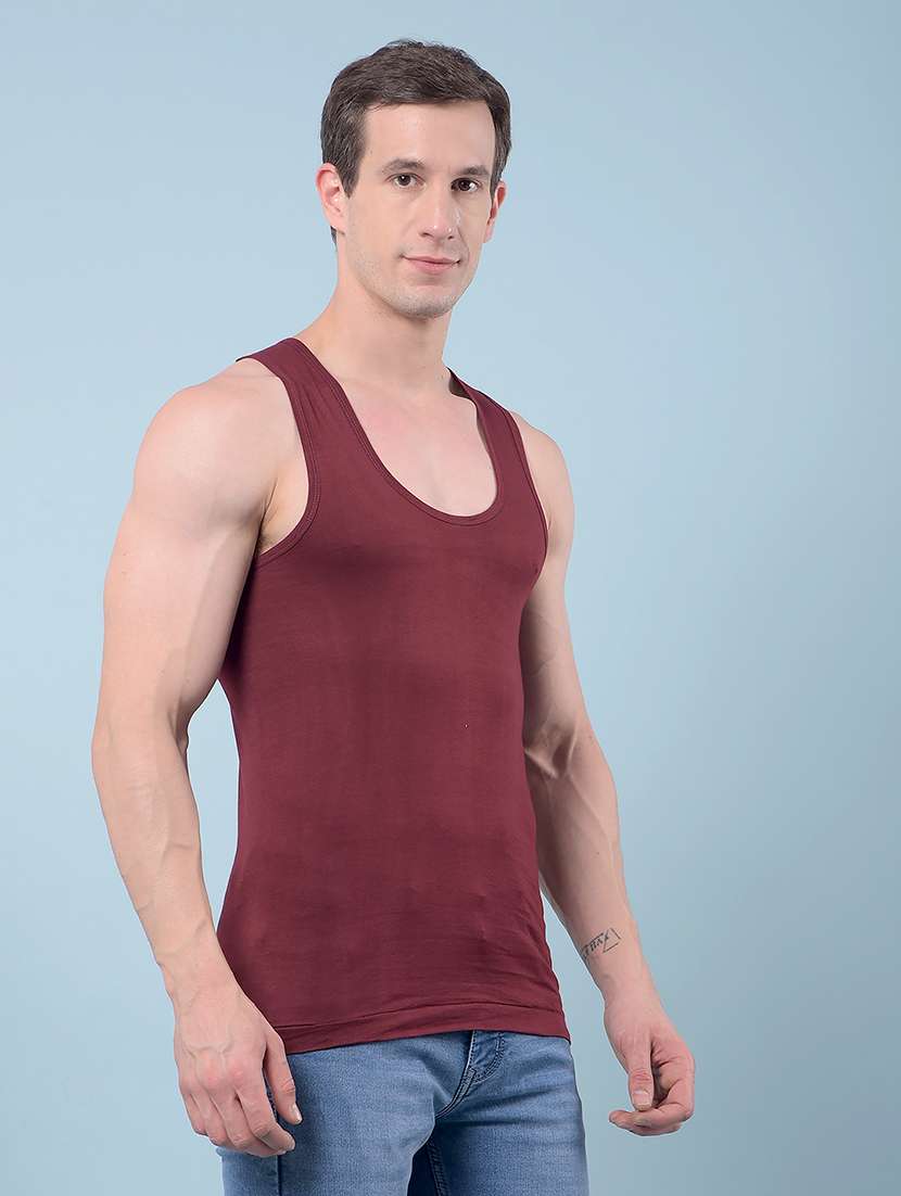 men pack of 7 solid sleeveless vest - 22112259 -  Standard Image - 2