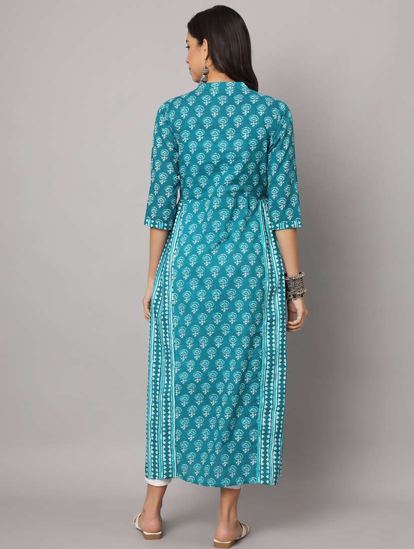 women printed three quarter sleeve ethnic jacket - 22112332 -  Standard Image - 2