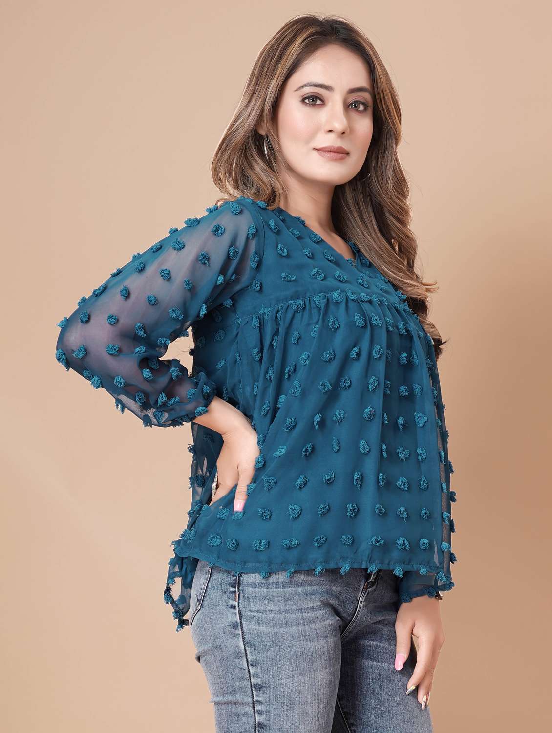 women self designed long sleeve top - 22112347 -  Standard Image - 2