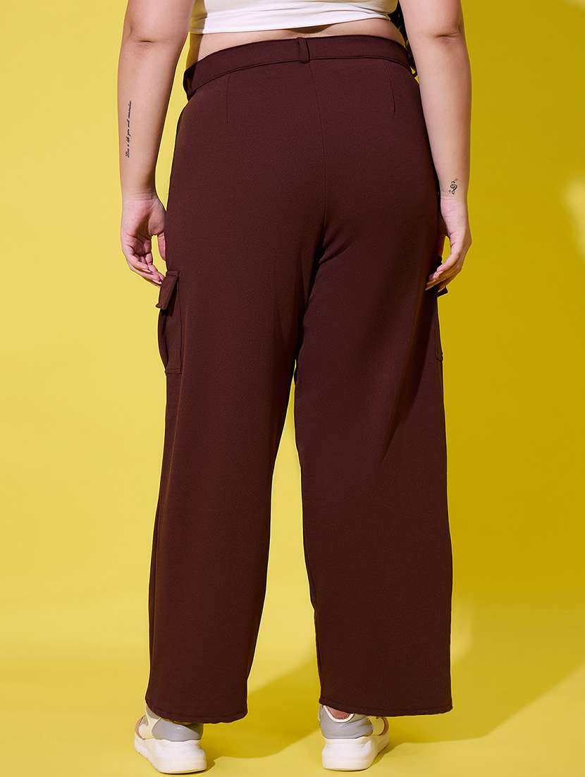 Women Plus Size Solid High Rise Cargo - 22112499 -  Standard Image - 2