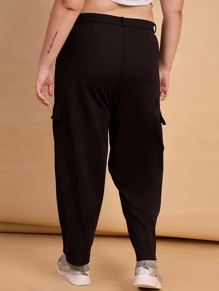 women plus size solid high rise cargo - 22112502 - Standard Image - 2