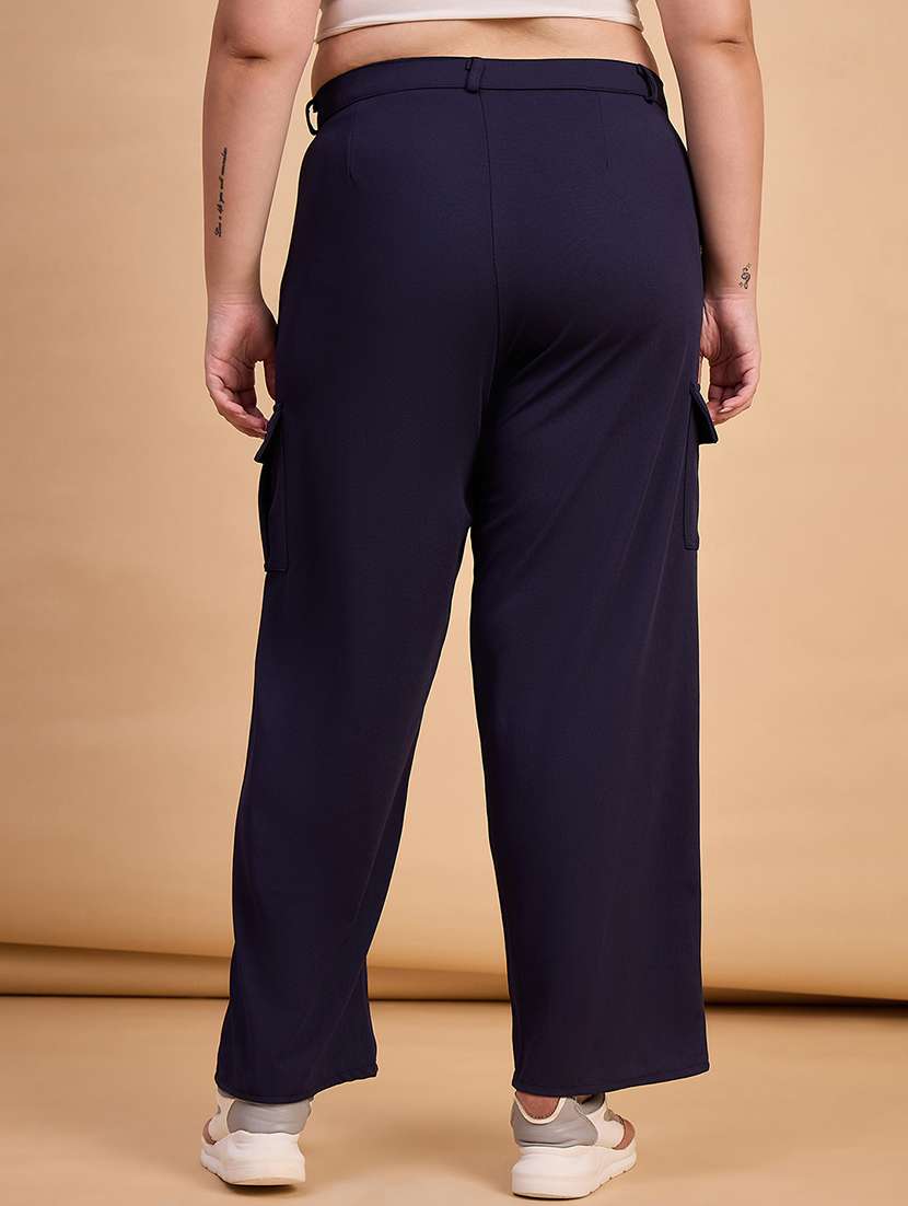 Women Plus Size Solid High Rise Cargo - 22112506 -  Standard Image - 2