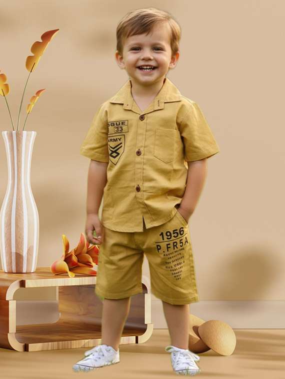 boys printed shirt and shorts co-ord set