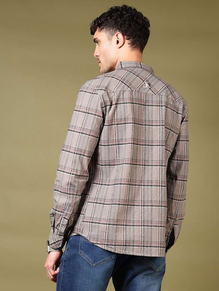 men checkered long sleeve slim fit casual shirt - 22127893 -  Standard Image - 2