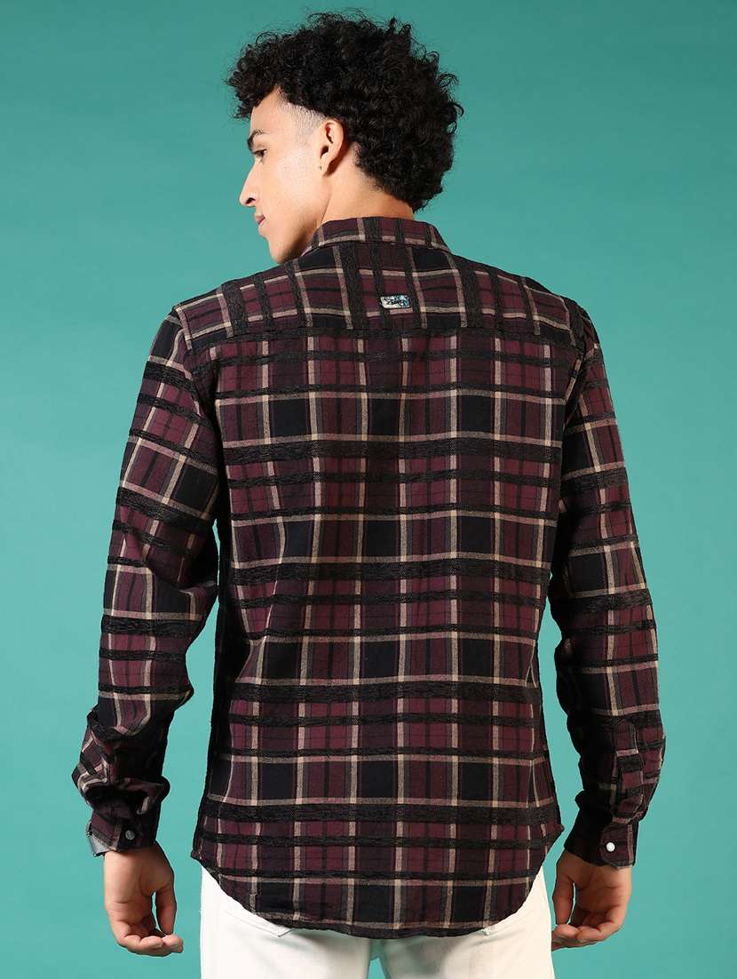 men checkered long sleeve slim fit casual shirt - 22127900 -  Standard Image - 2