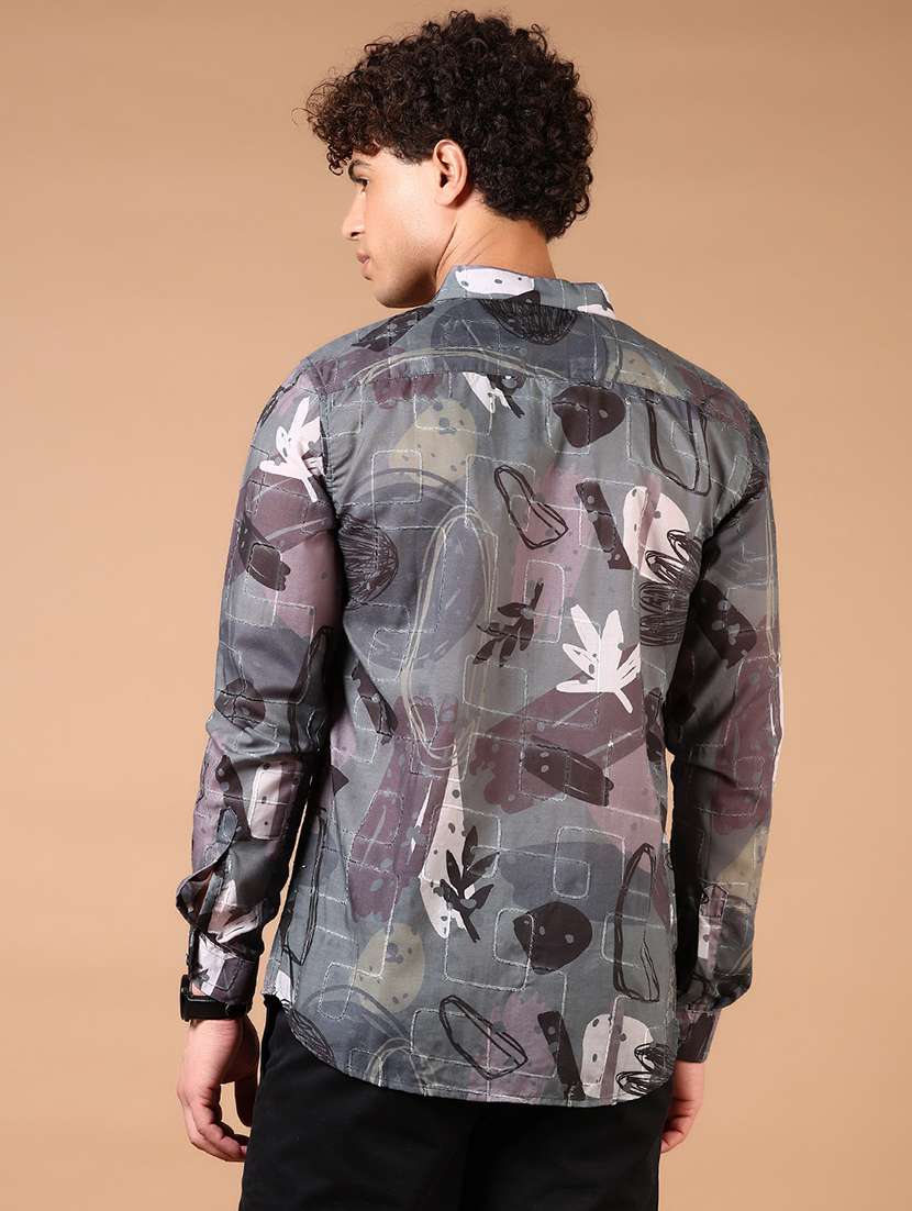 men printed long sleeve slim fit casual shirt - 22127917 -  Standard Image - 2