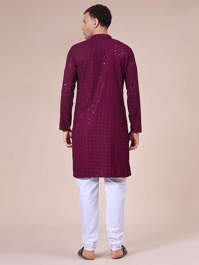 men embroidered long sleeve kurta and pyjama set - 22129991 -  Standard Image - 2