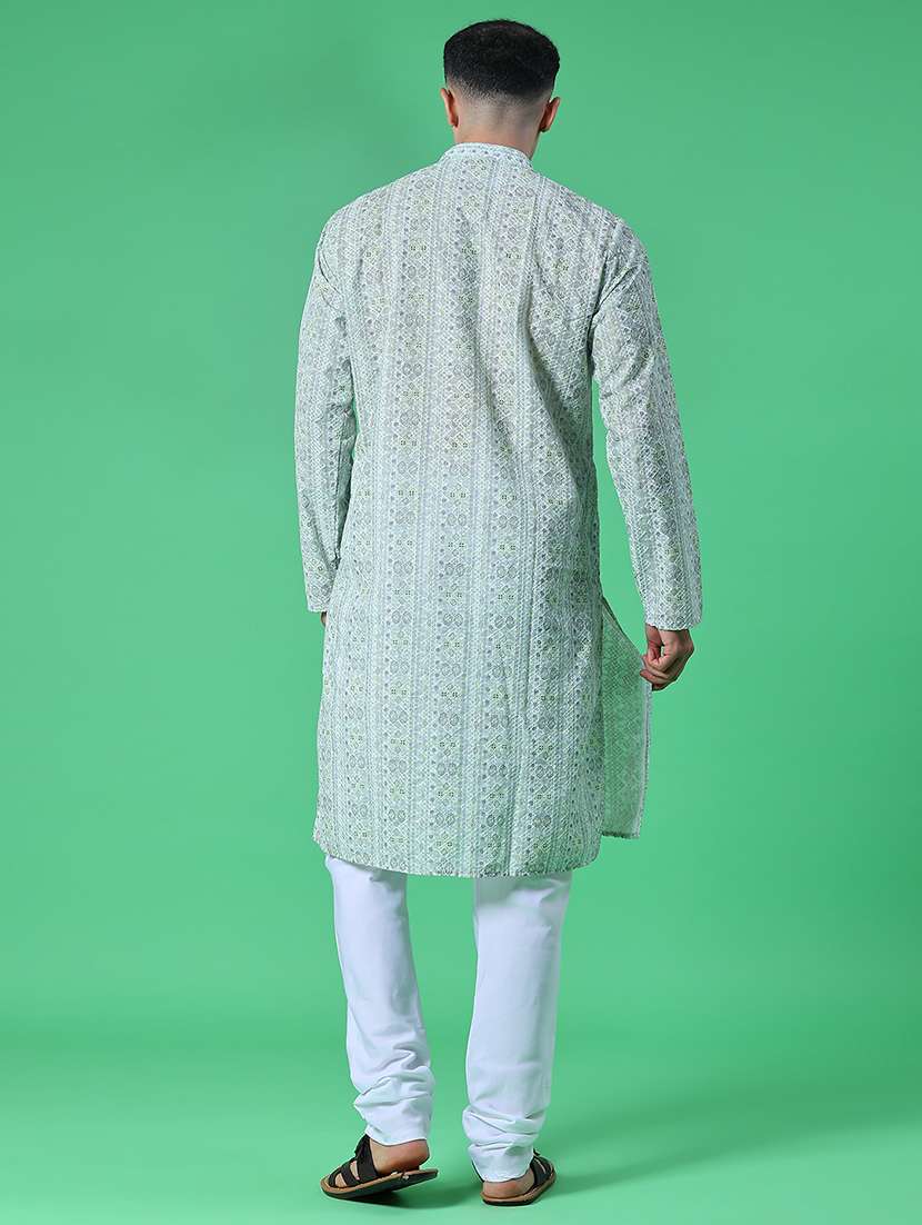 men embroidered long sleeve kurta and pyjama set - 22130122 -  Standard Image - 2