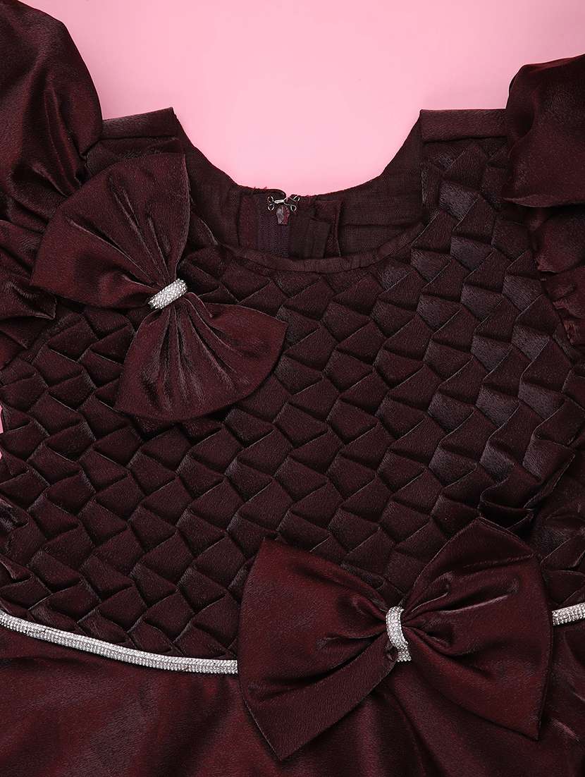 girls self designed cap sleeve flared dress - 22130717 -  Standard Image - 2