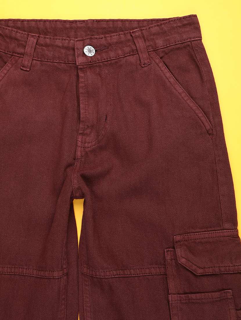 maroon cotton jean - 22131030 -  Standard Image - 2
