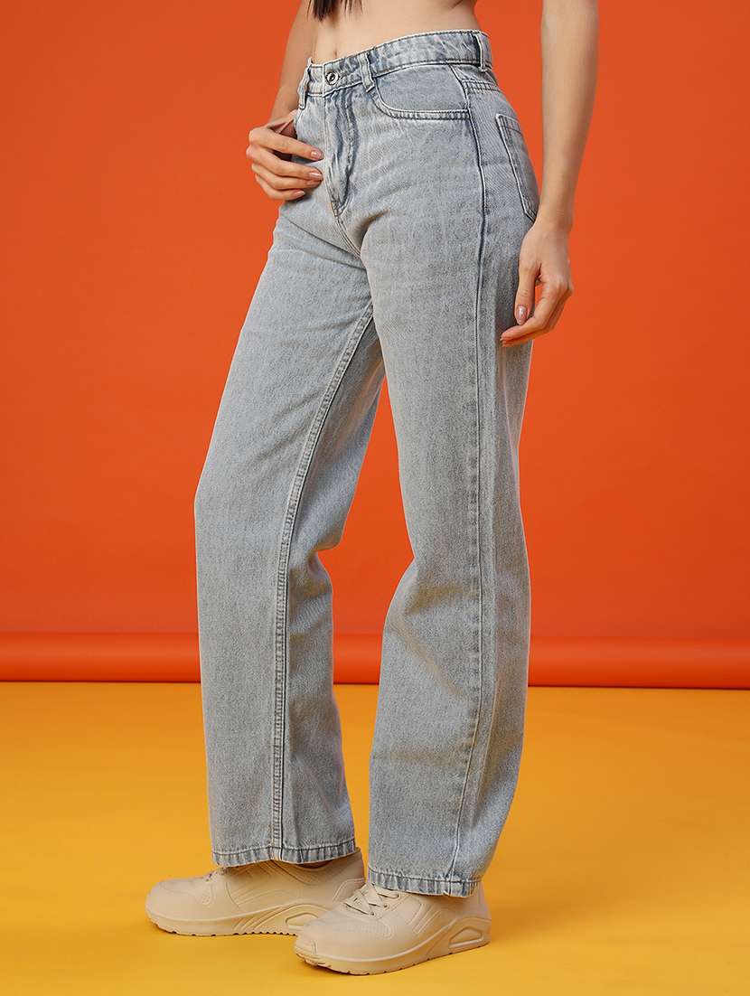 women plain mid rise straight fit jeans - 22131203 -  Standard Image - 2