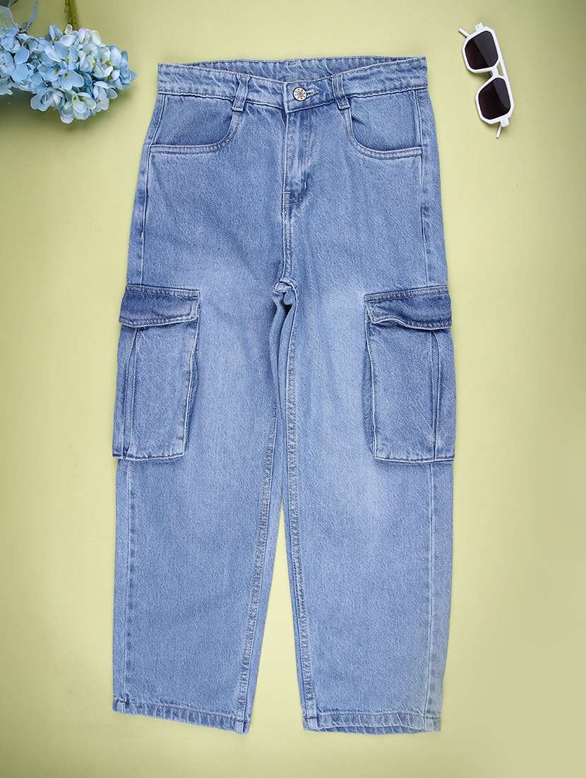 boys plain mid rise relaxed fit cargo