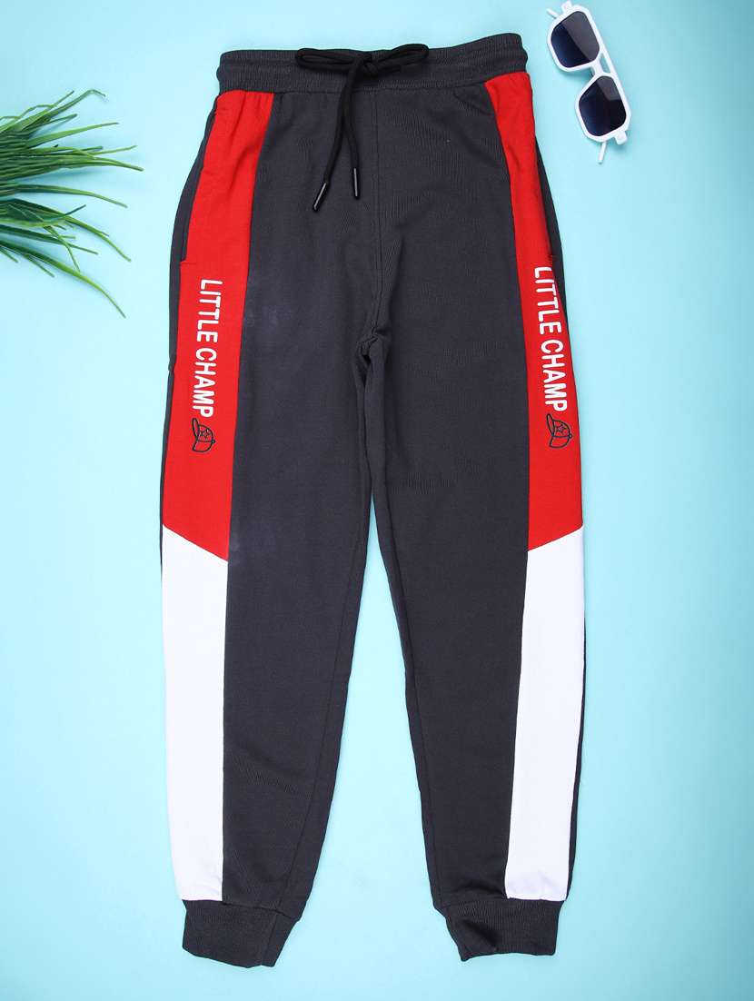 boys color block mid rise regular fit jogger