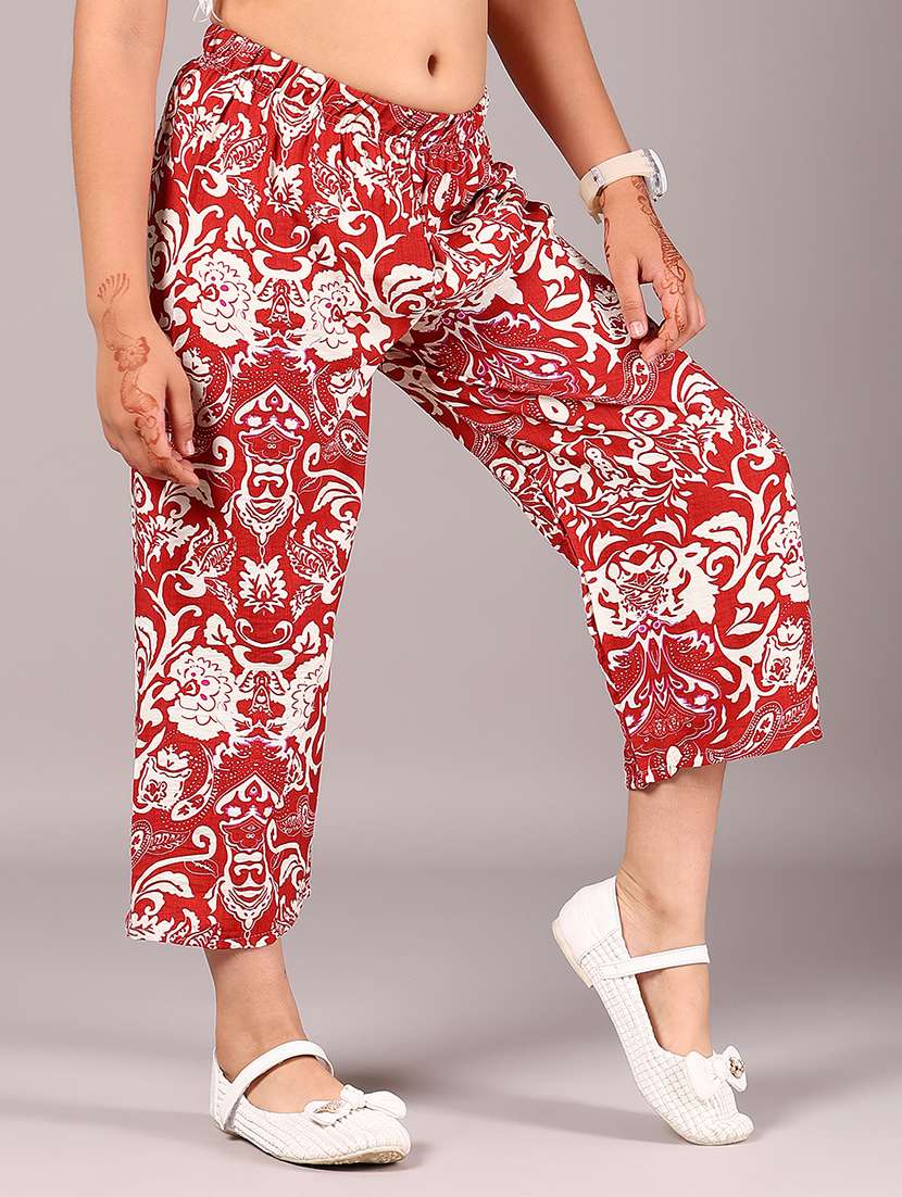 girls red cotton palazzo trouser - 22136645 -  Standard Image - 2