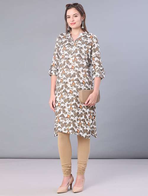 women printed three quarter sleeve straight kurta - 22137073 -  Standard Image - 0