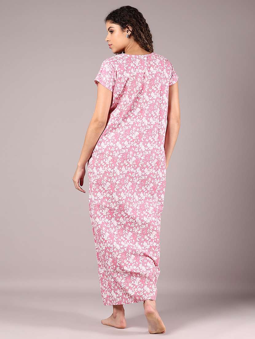 women printed short sleeve nighty - 22137080 -  Standard Image - 2