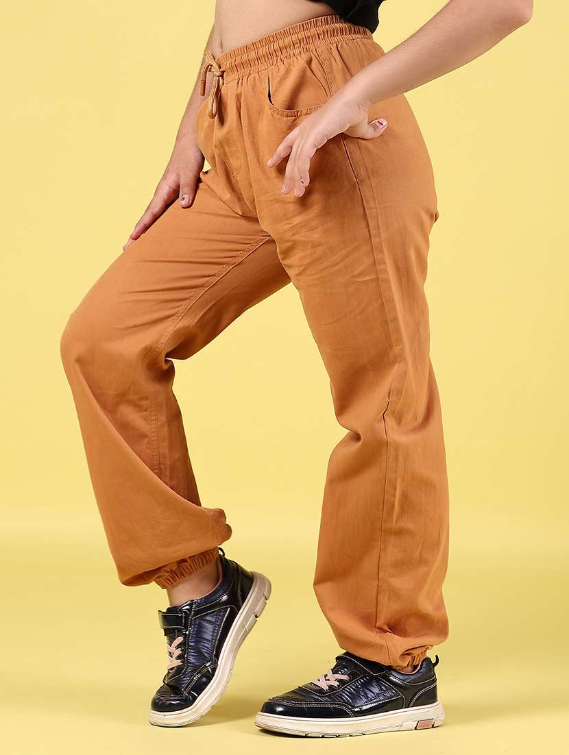 girls plain mid rise regular fit jogger - 22137256 -  Standard Image - 2