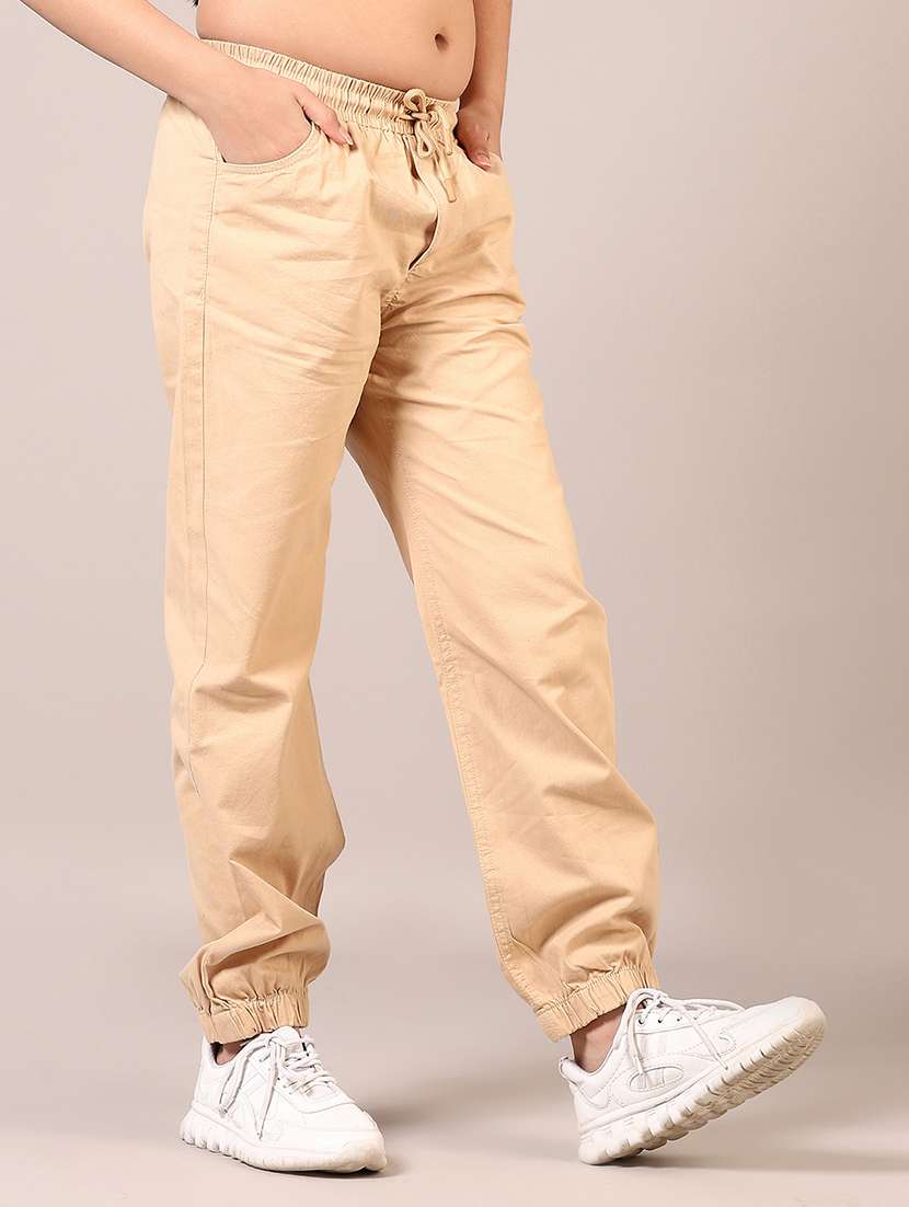 girls plain mid rise regular fit jogger - 22137262 -  Standard Image - 2