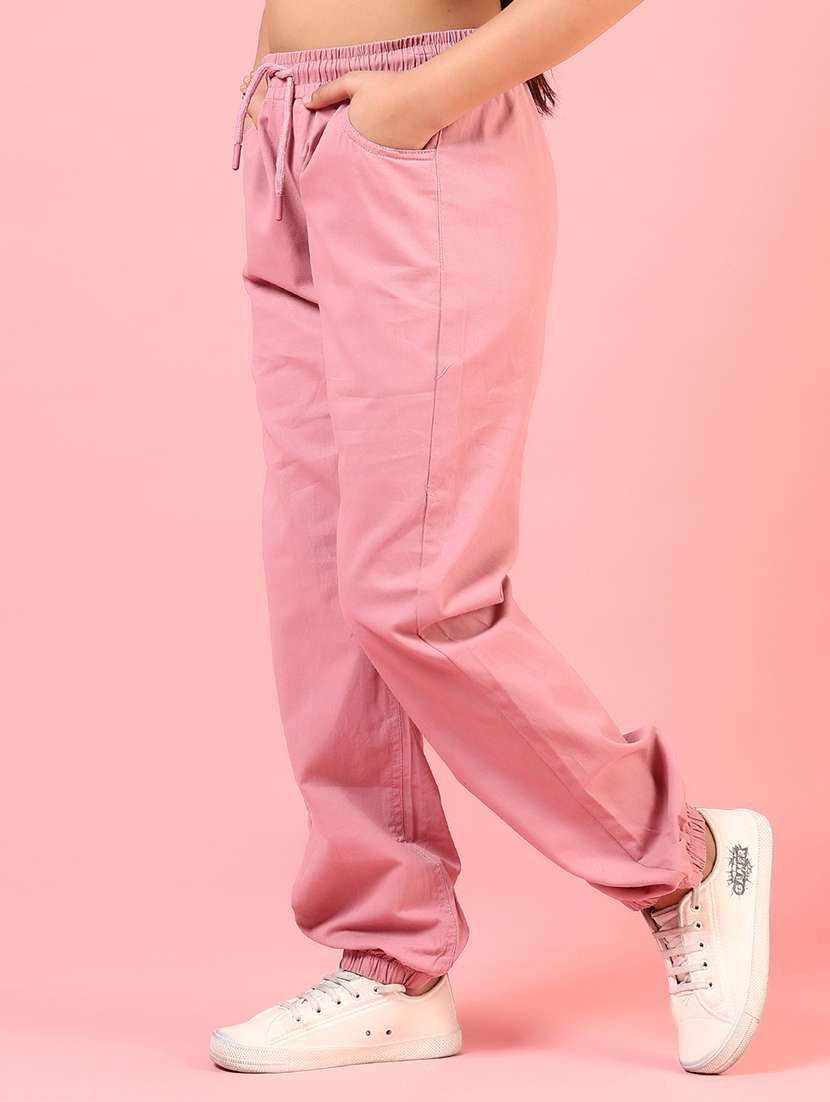 girls plain mid rise regular fit jogger - 22137266 -  Standard Image - 2