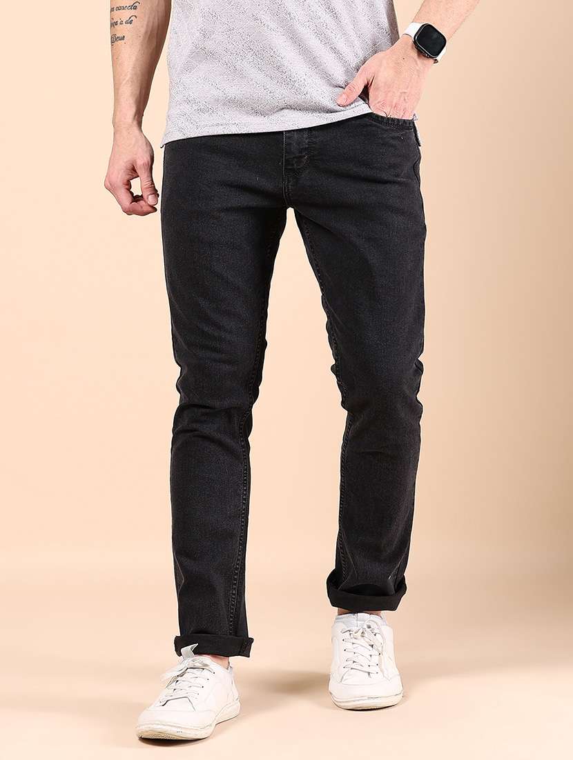 men plain mid rise full length jean