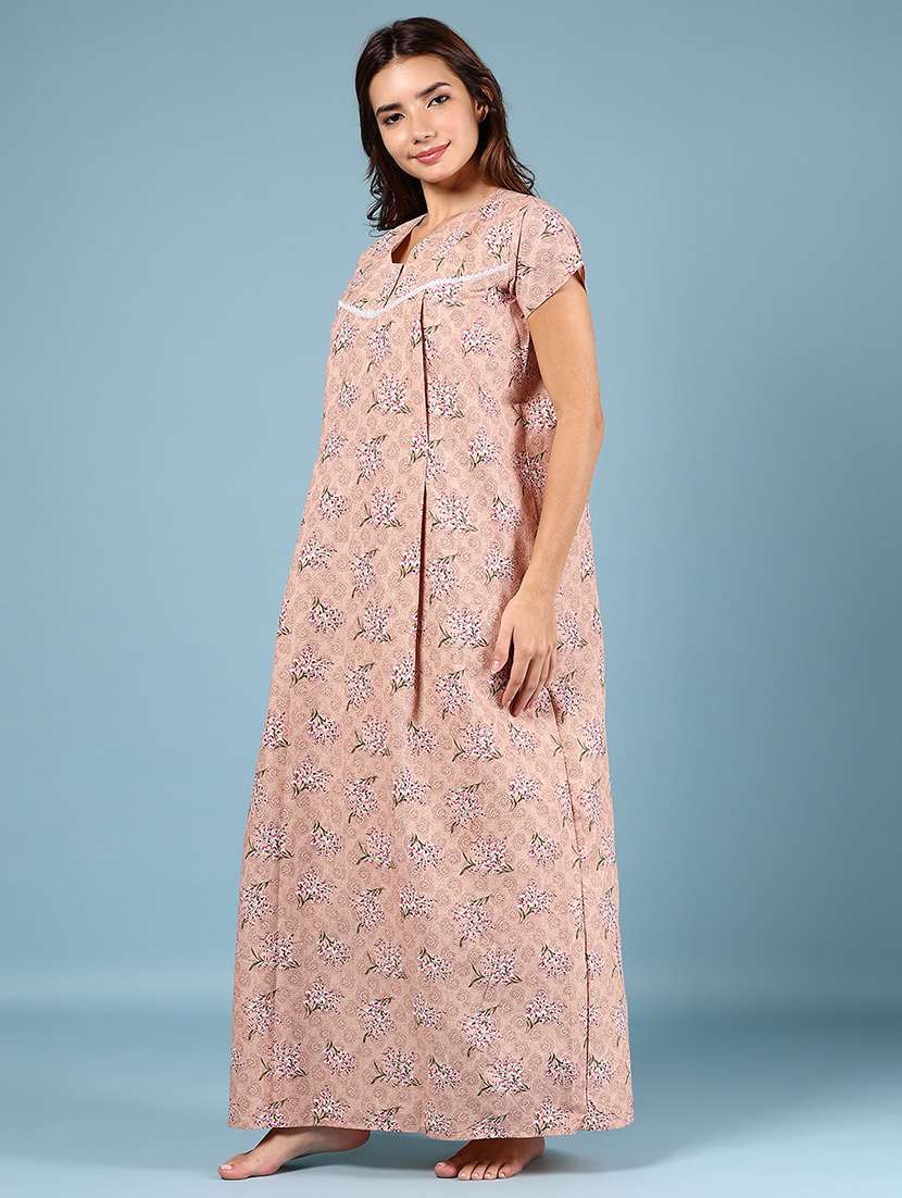 women printed short sleeve nighty - 22137842 -  Standard Image - 2