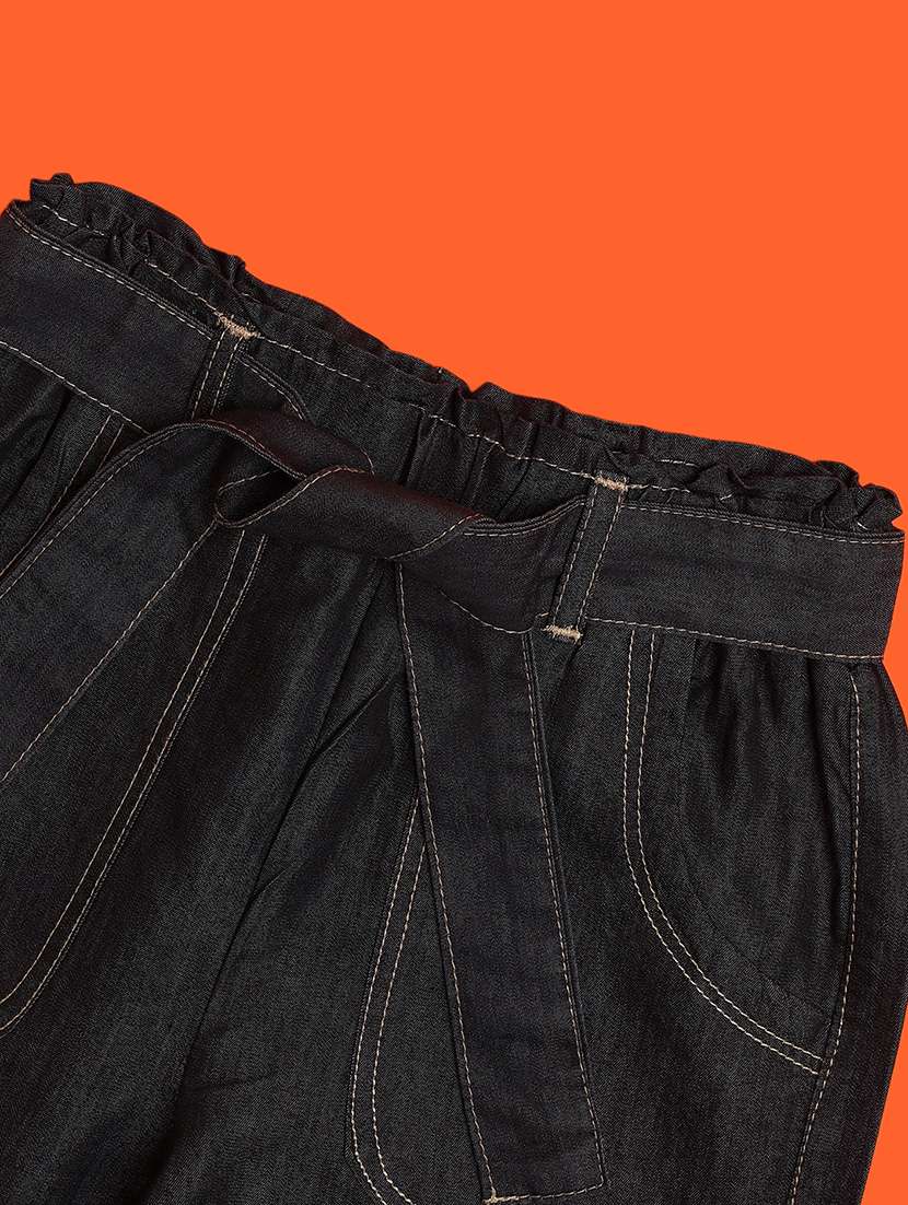 girls black cotton plain jean - 22137864 -  Standard Image - 2