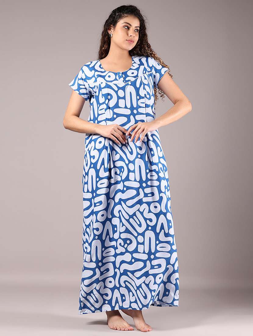 women printed short sleeve nighty - 22137892 -  Standard Image - 2