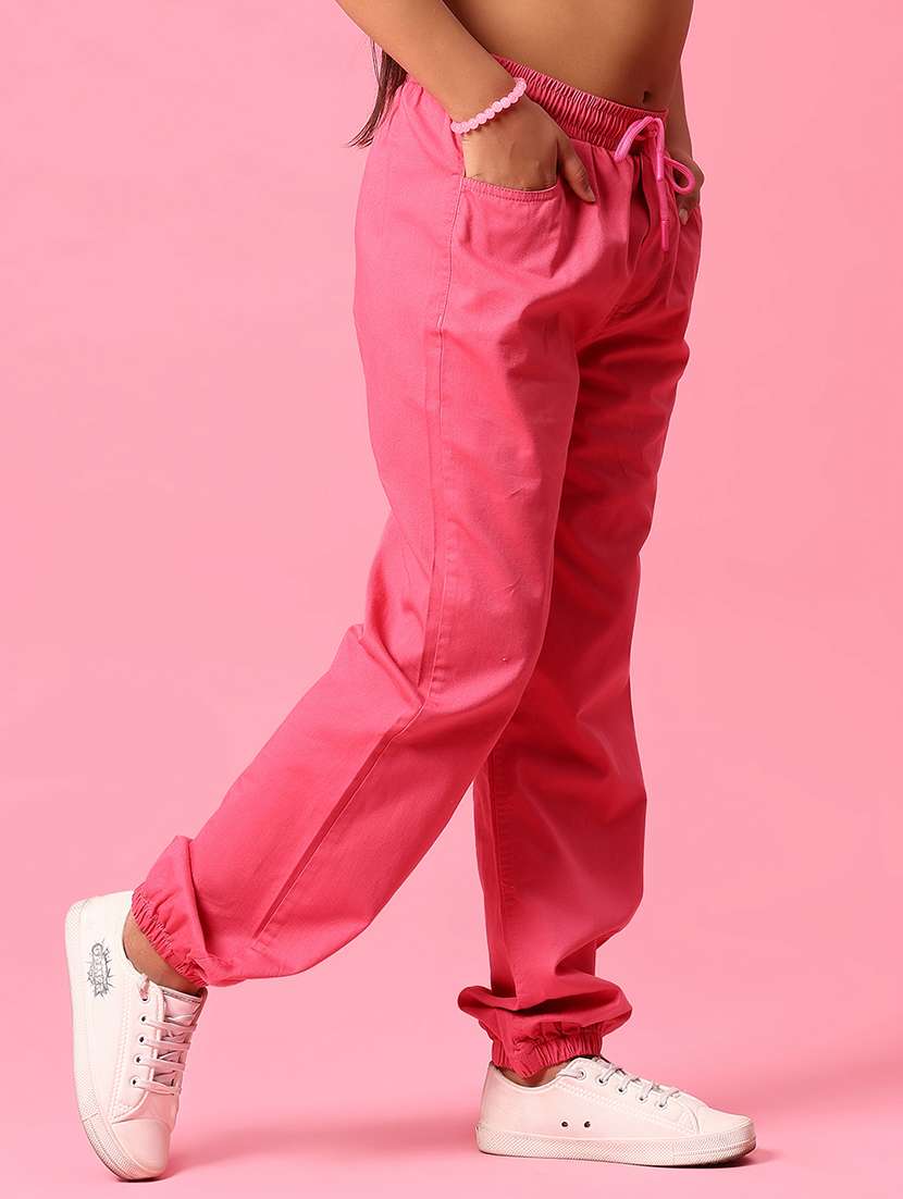 girls solid mid rise relaxed fit jogger - 22138016 -  Standard Image - 2