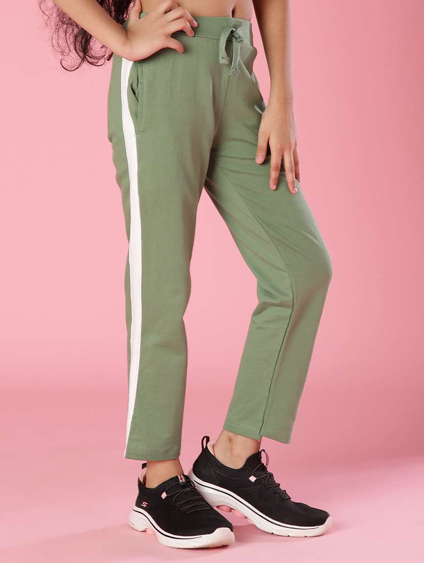 girls solid mid rise track pant - 22138066 -  Standard Image - 2