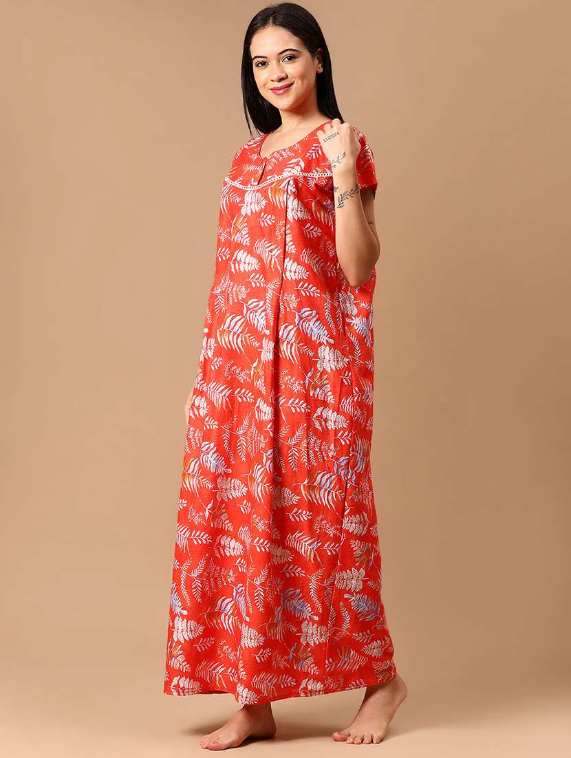 women printed short sleeve nighty - 22138082 -  Standard Image - 2