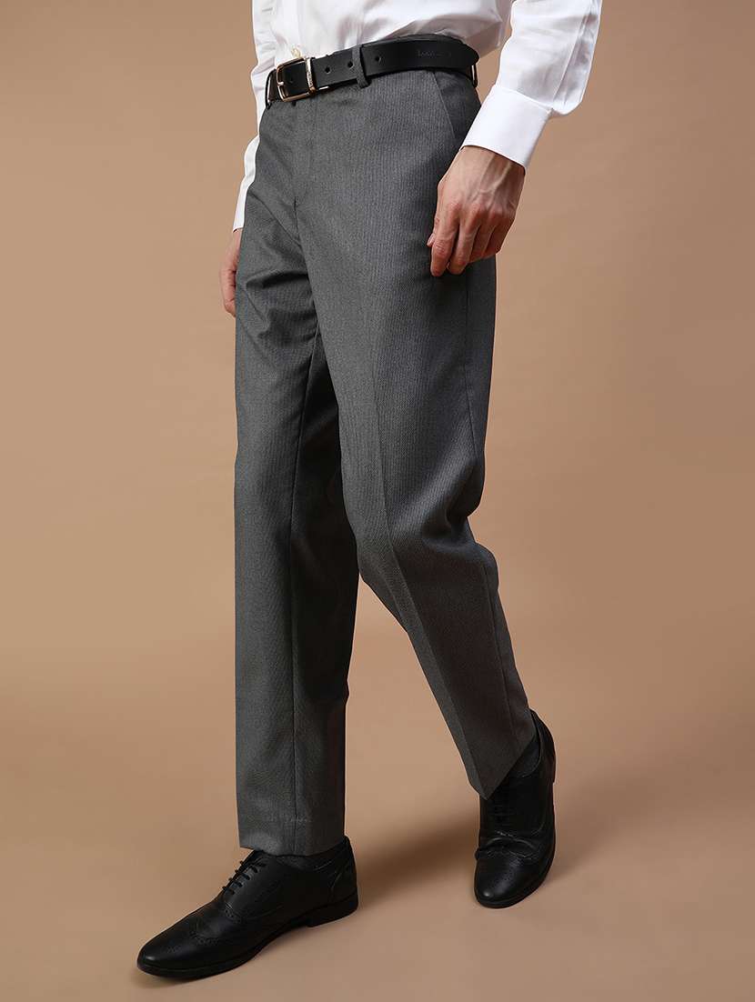 men solid mid rise flat front formal trouser - 22138192 -  Standard Image - 2
