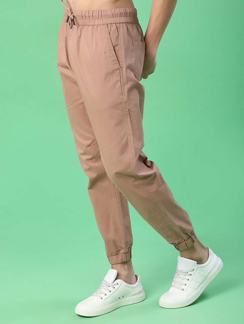 men solid mid rise regular fit jogger - 22138204 -  Standard Image - 2