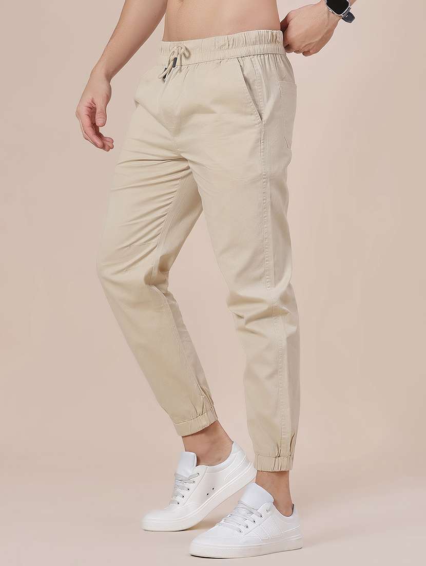 men solid mid rise regular fit jogger - 22138206 -  Standard Image - 2