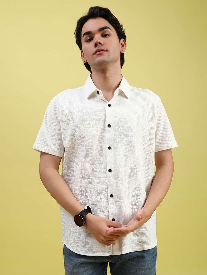 men solid short sleeve regular fit casual shirt - 22138800 -  Standard Image - 2