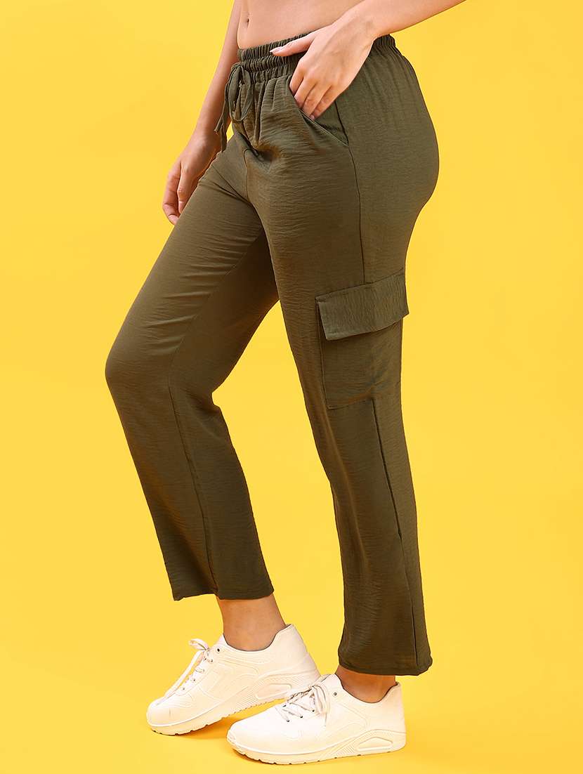 women solid mid rise regular fit cargo - 22139018 -  Standard Image - 2