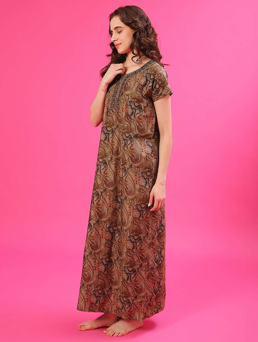 women printed short sleeve nighty - 22139369 -  Standard Image - 2