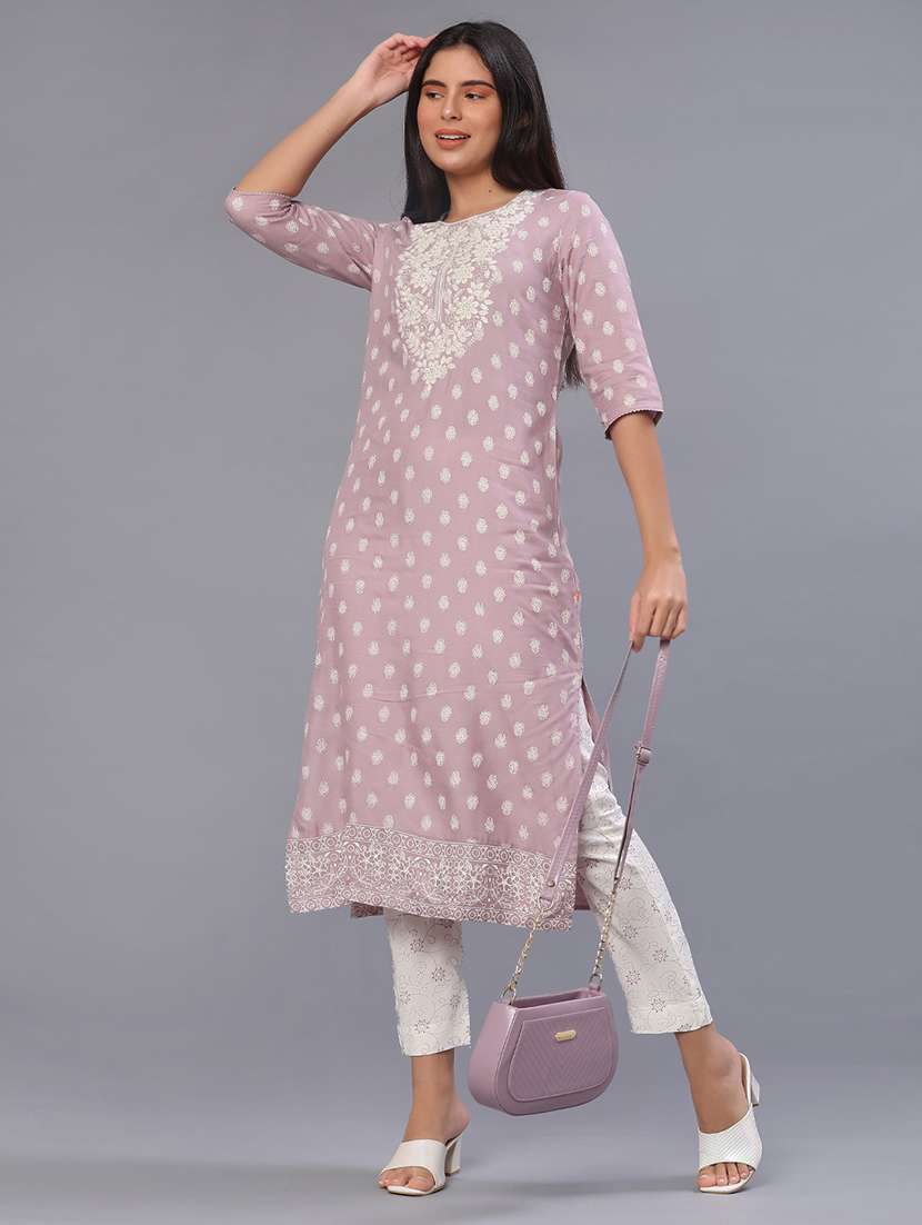 women embroidered kurta and pant set
