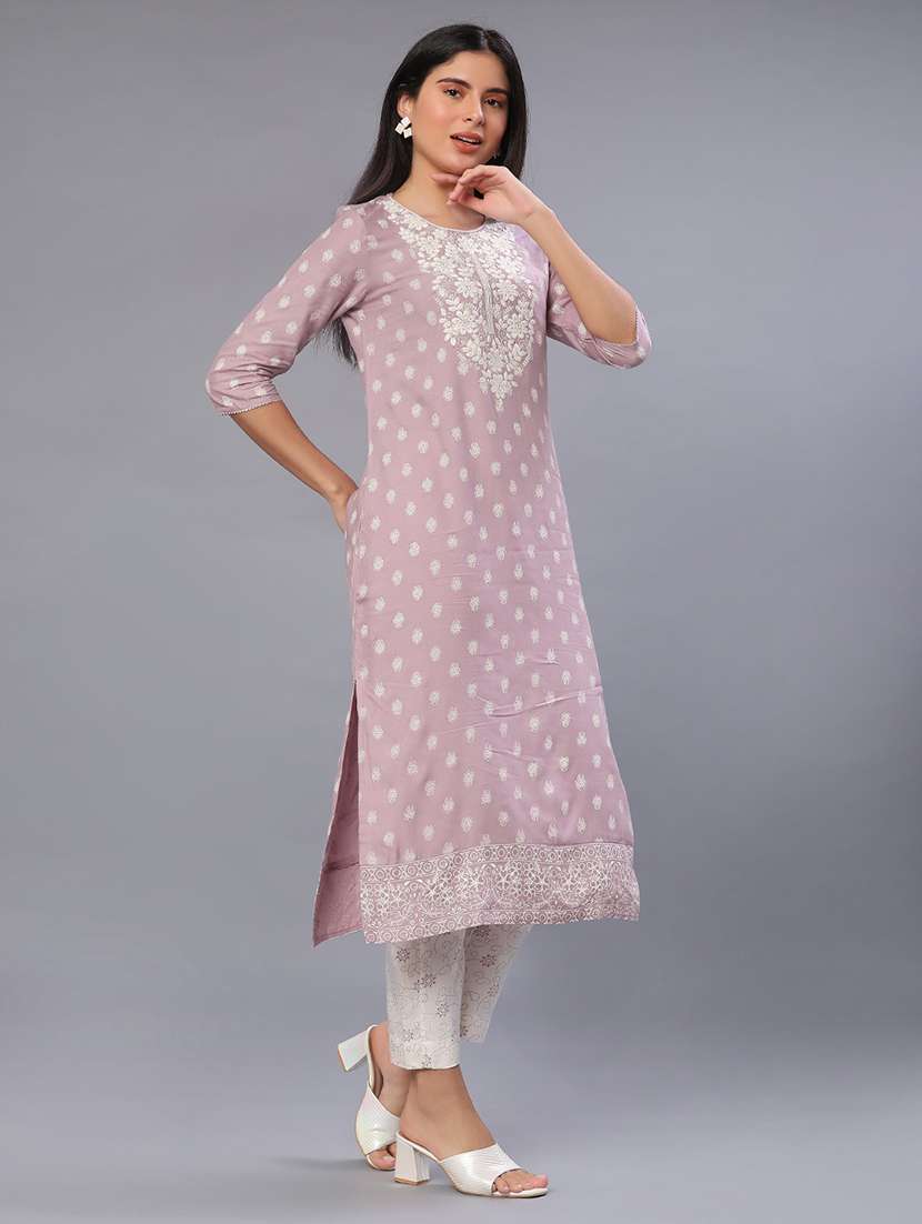 women embroidered kurta and pant set - 22139618 -  Standard Image - 2
