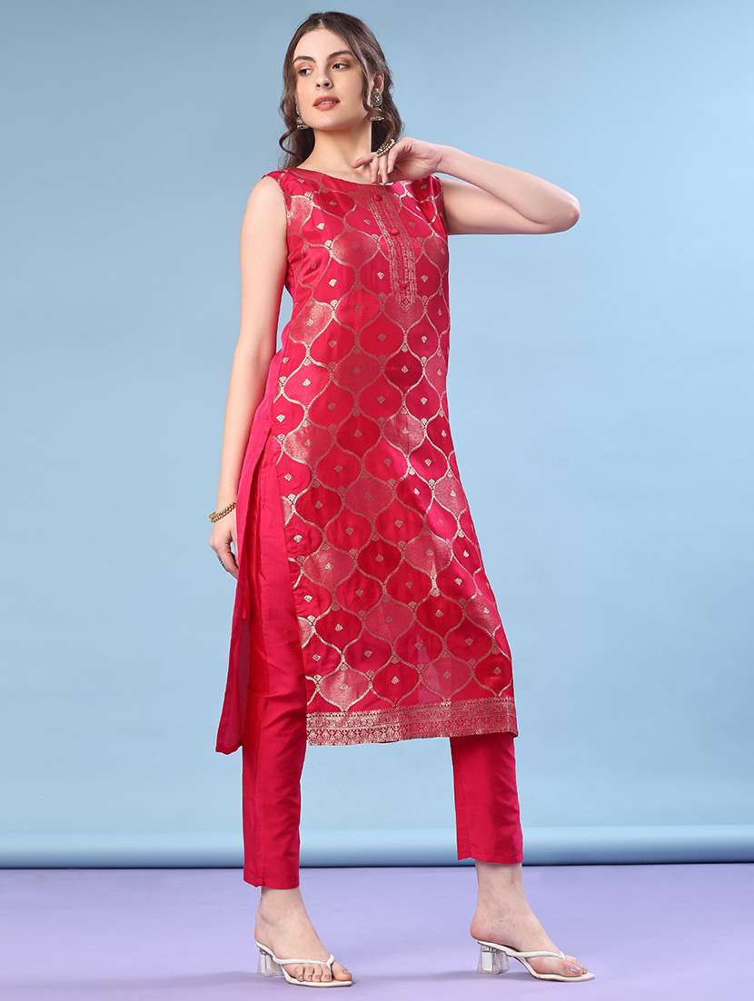 women self design sleeveless kurta pant with dupatta set - 22139655 -  Standard Image - 2