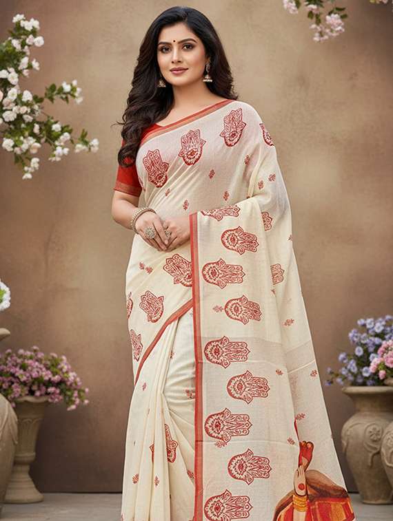women printed casual wear saree with blouse - 22140050 -  Standard Image - 2